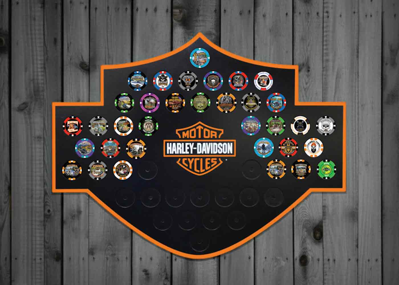 Poker chip magnetic frame in shape of bar & shield